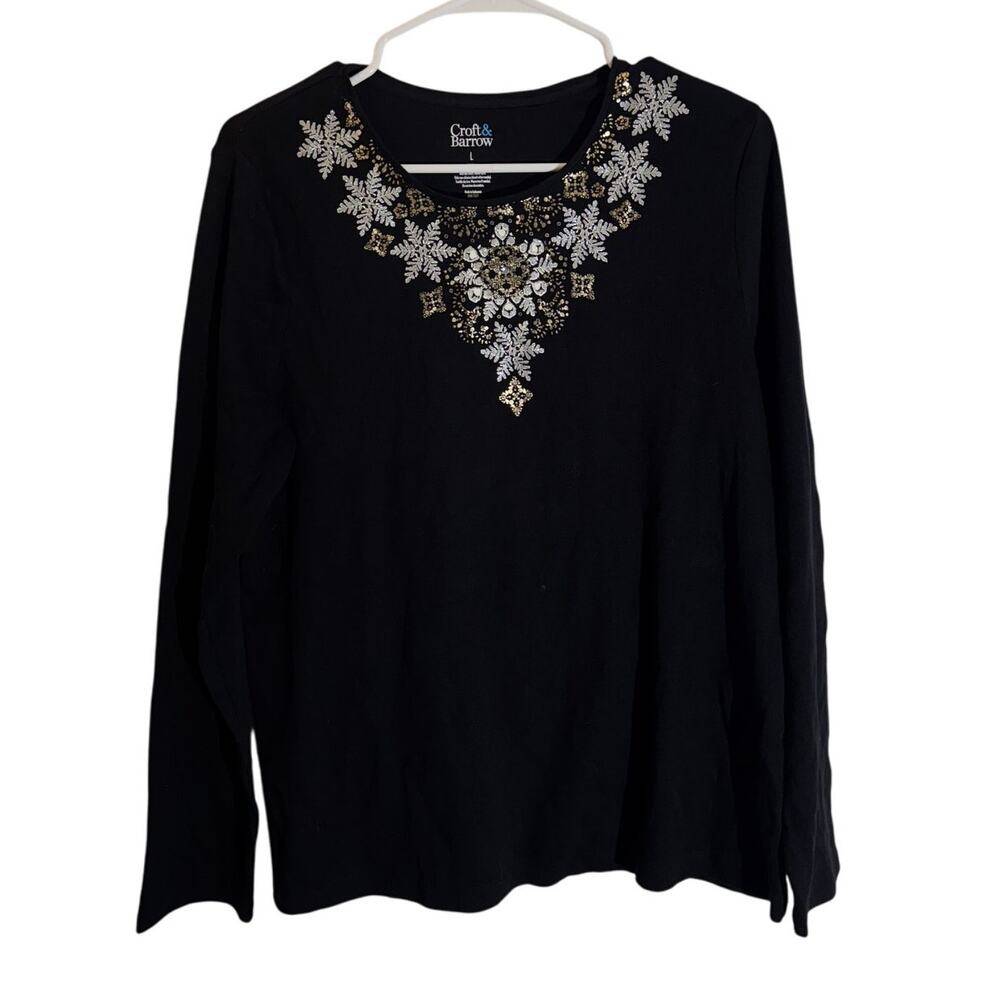 Croft & Barrow Women's Large Black Long Sleeve